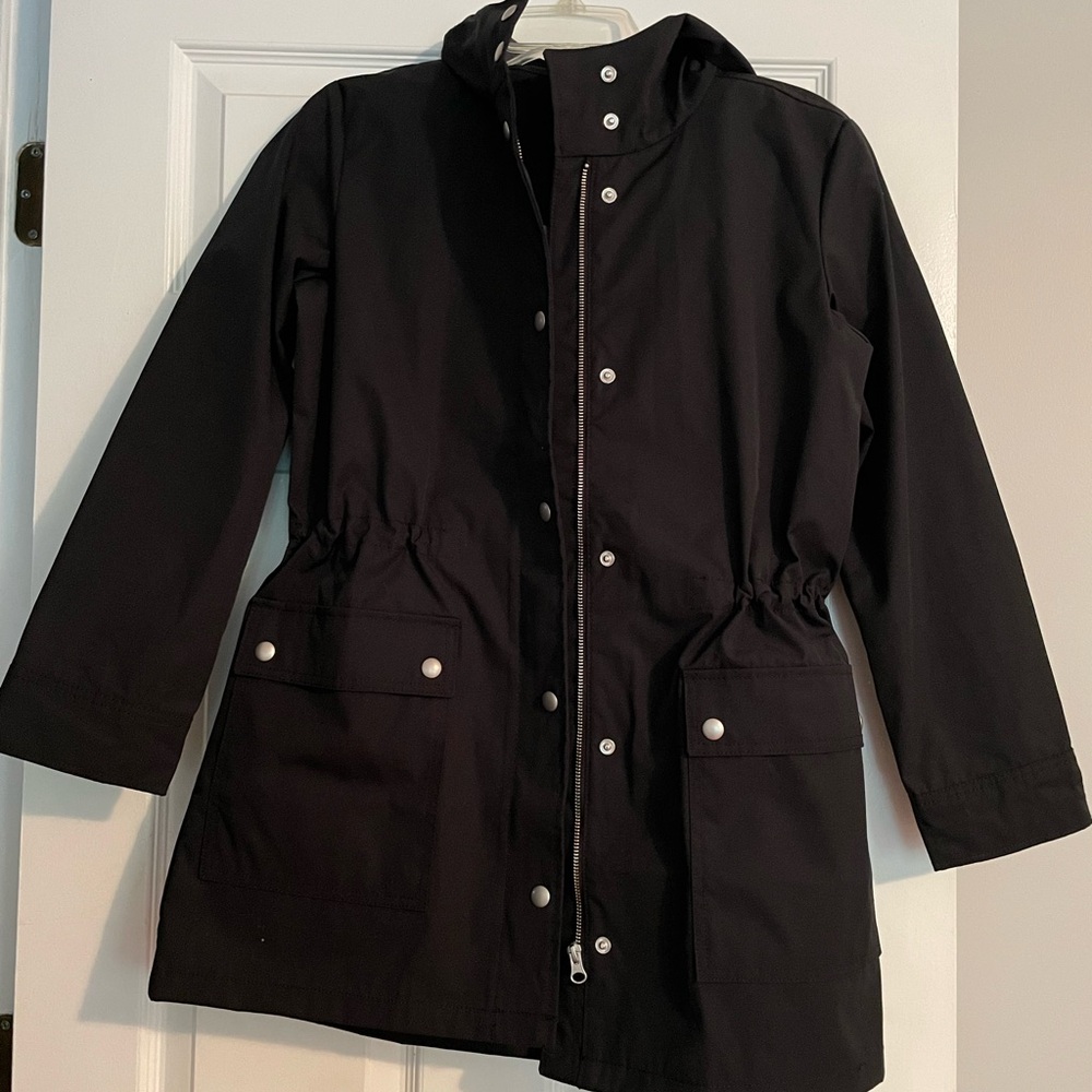 J. Crew Black Utility Jacket Mid-Length Weather-Resistant